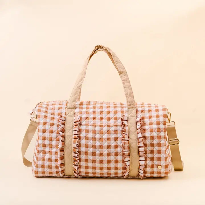 On-the-Go Quilted Weekender Bag in Maple Gingham