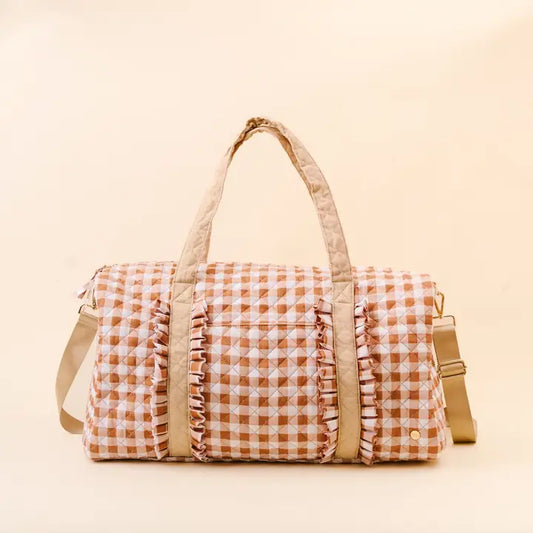 On-the-Go Quilted Weekender Bag in Maple Gingham