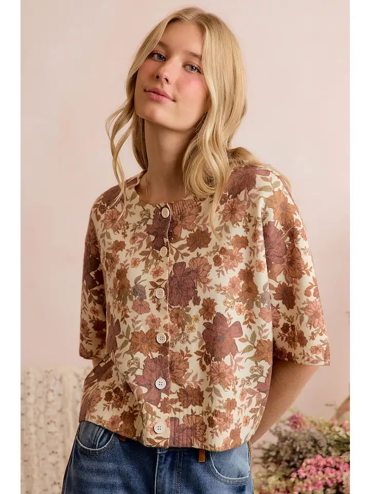 Alyssa Floral Button Up Sweater