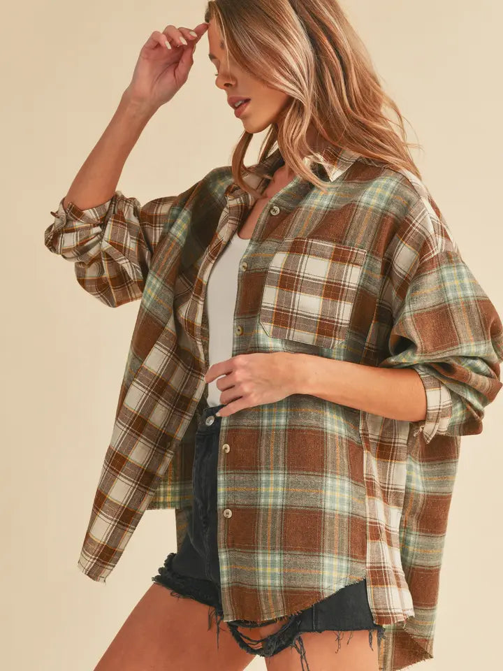 Sophia Flannel Shirt in Brown