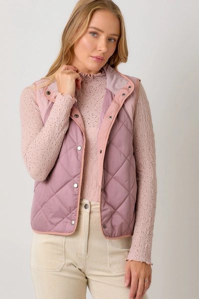 Beckett Padded Vest in Mauve