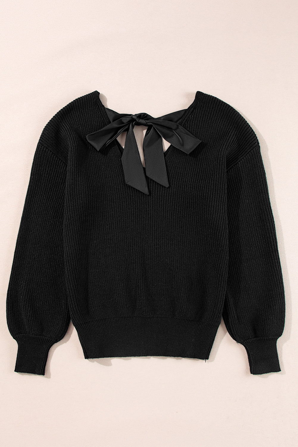 Bow Tie Back Sweater in Black