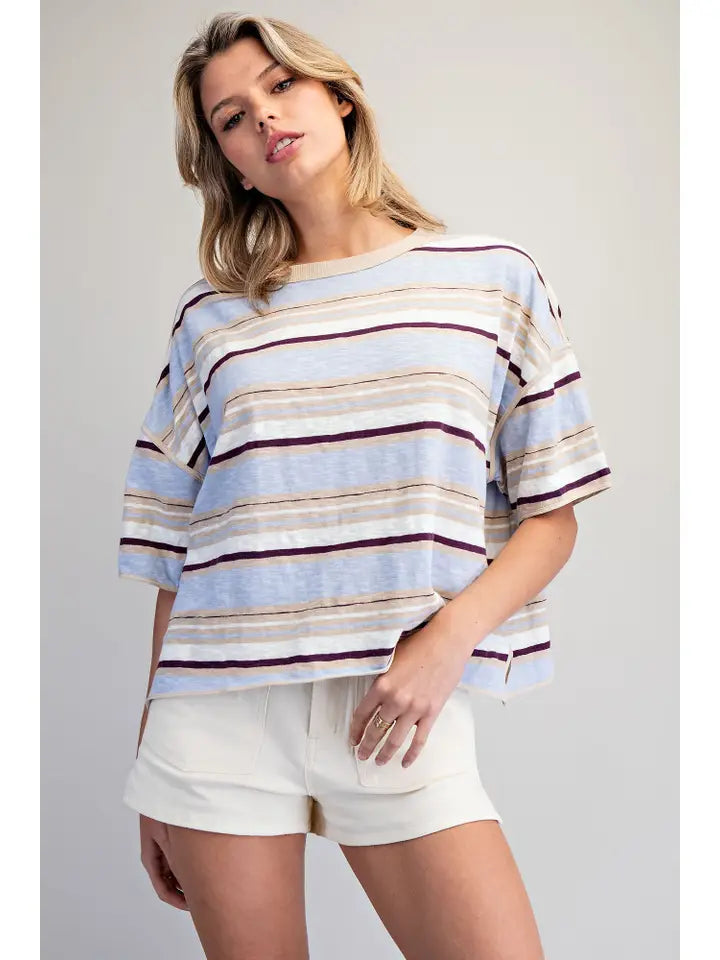 Kenzie Boxy Tee in Blueberry