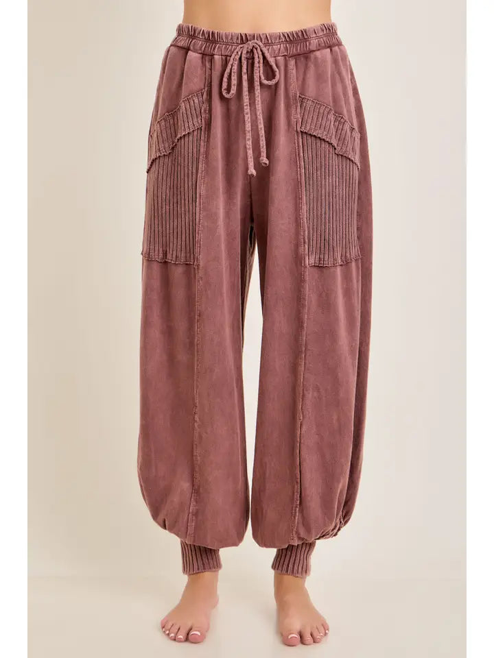 Mineral Washed Ribbed Pants in Hot Cocoa