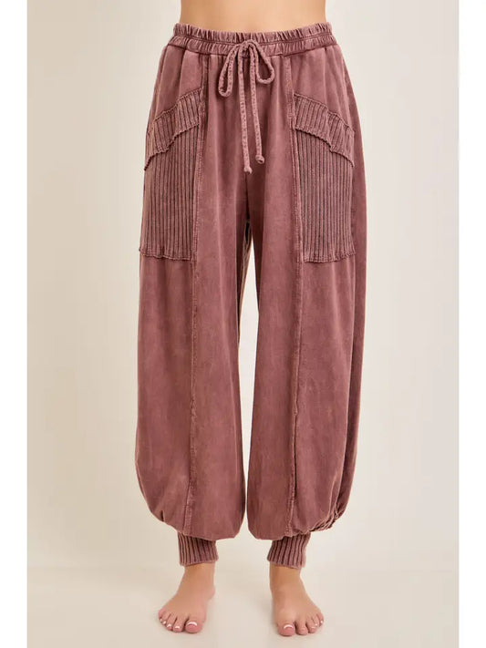 Mineral Washed Ribbed Pants in Hot Cocoa