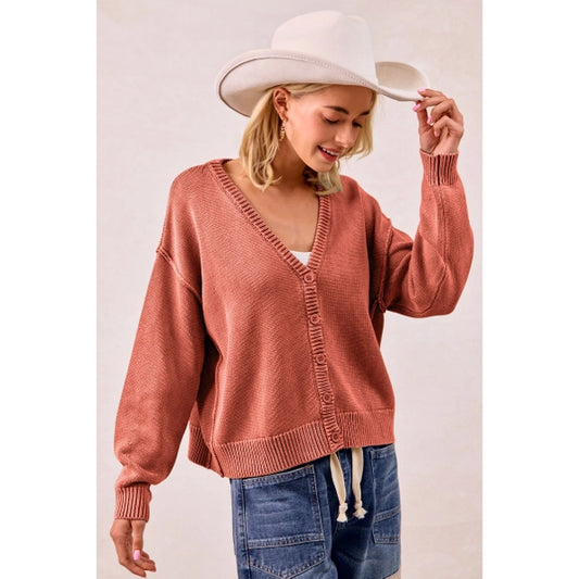 Henli Sweater Cardigan in Vintage Rust