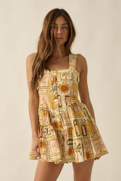 Camille Tropical Romper in Yellow