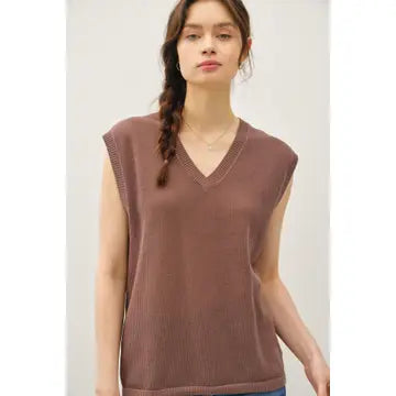 Boxy Fit Cotton Knit Vest
