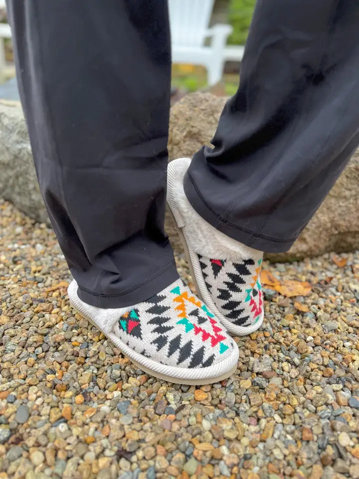 Aztec Fuzzy Slippers FINAL SALE