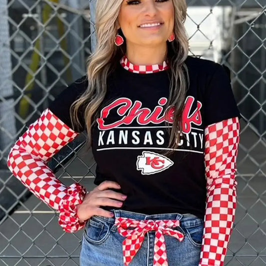 Red Checker Mesh Top