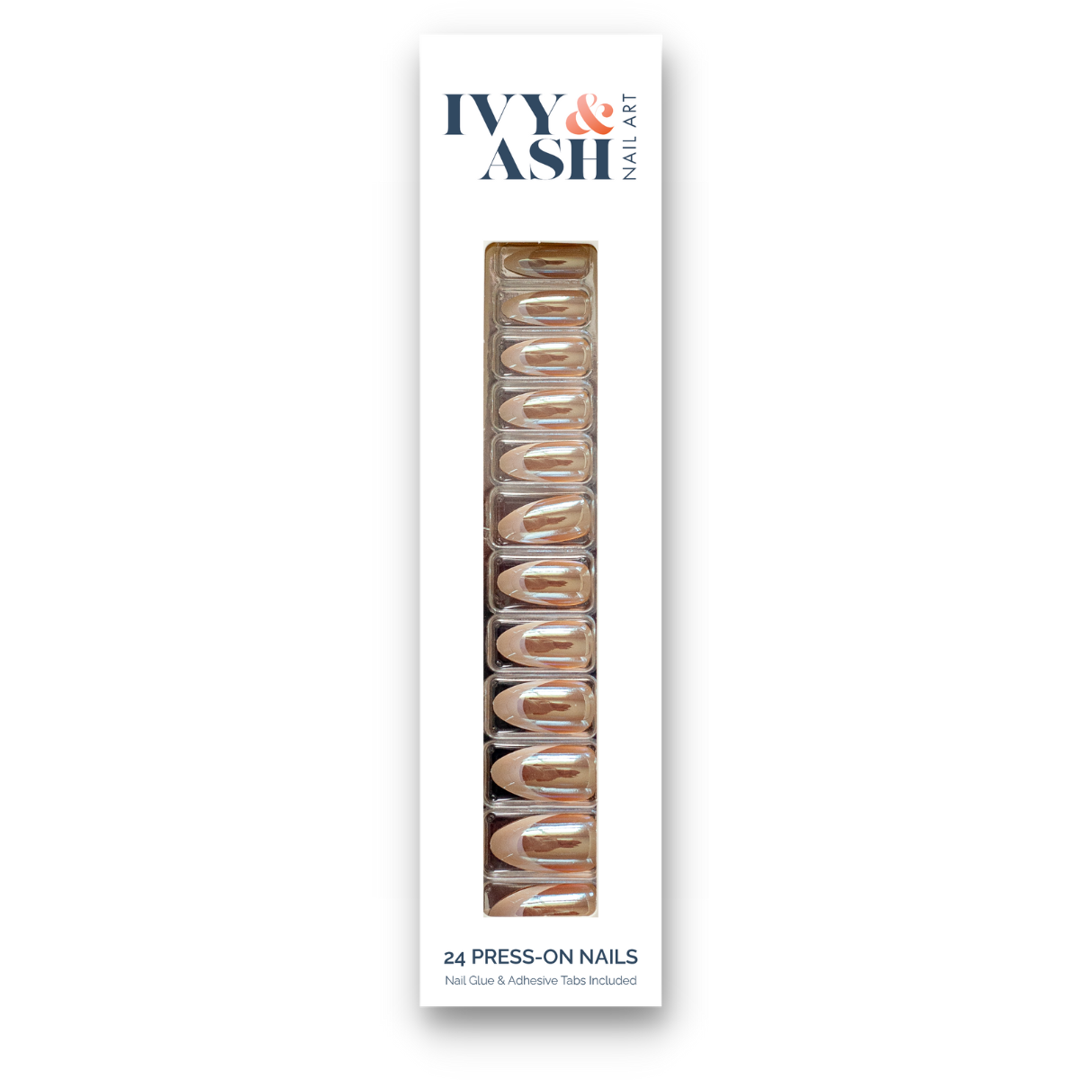 Ivy & Ash - French Chrome | Trendy Chrome French Tip Press On Nails Set