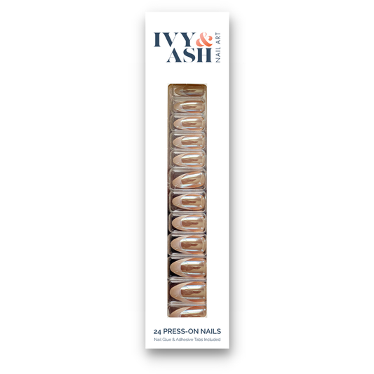 Ivy & Ash - French Chrome | Trendy Chrome French Tip Press On Nails Set