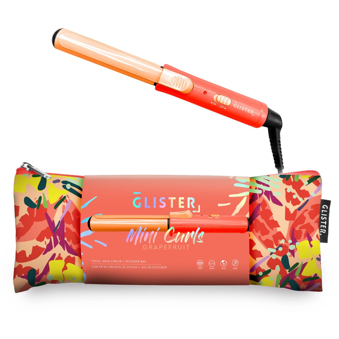 Glister - “Mini Curls” Travel Clip Curler with Carrying Pouch: Apricot Plum