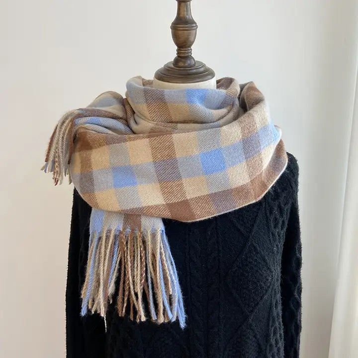 Vintage Inspired Blanket Scarf in Blue