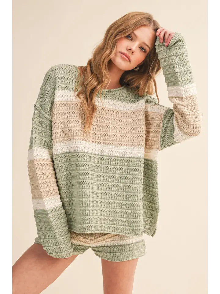 Carmen Striped Knit Top and Short Set