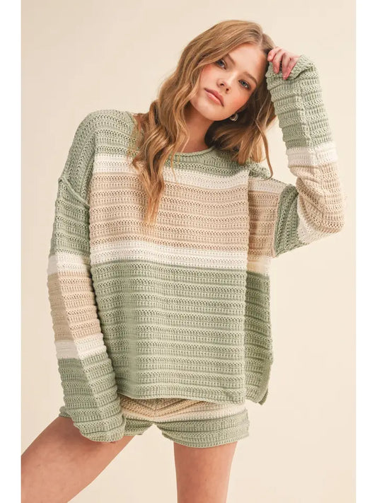 Carmen Striped Knit Top and Short Set