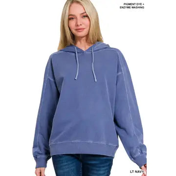 Macklie Hooded Pullover in Light Navy