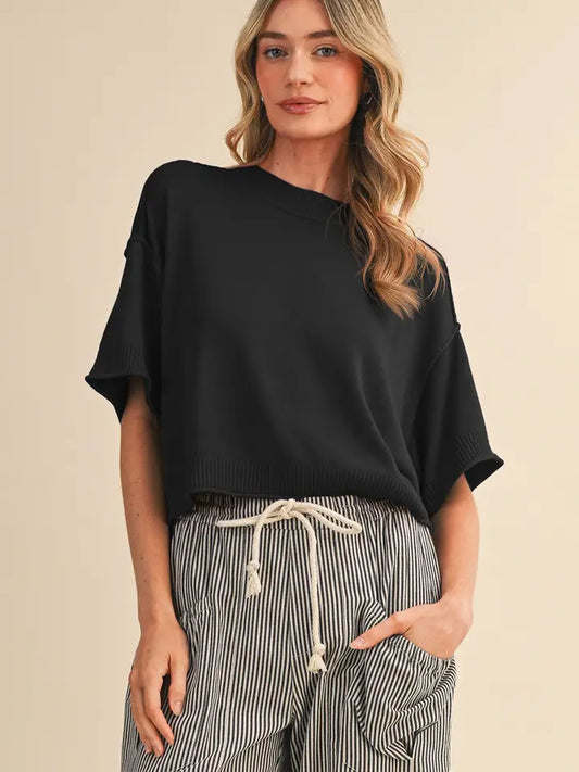 Cynthia Mock Neck Sweater in Black
