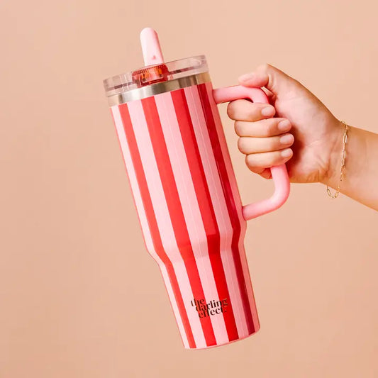 40 oz Flip Straw Tumbler in Peppermint Stripes