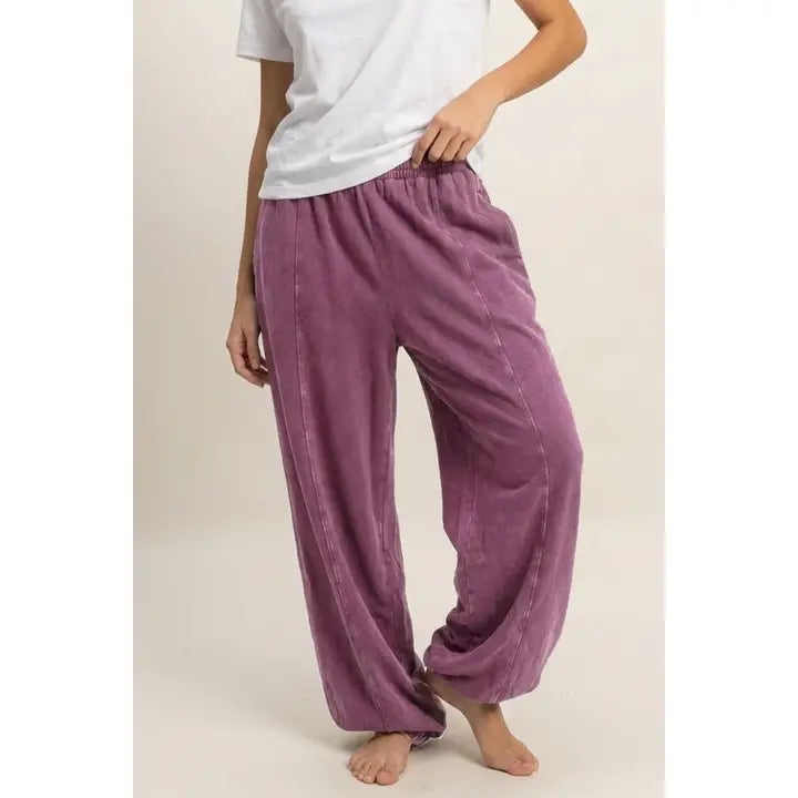 Katie Mineral Wash Joggers in Dark Cherry