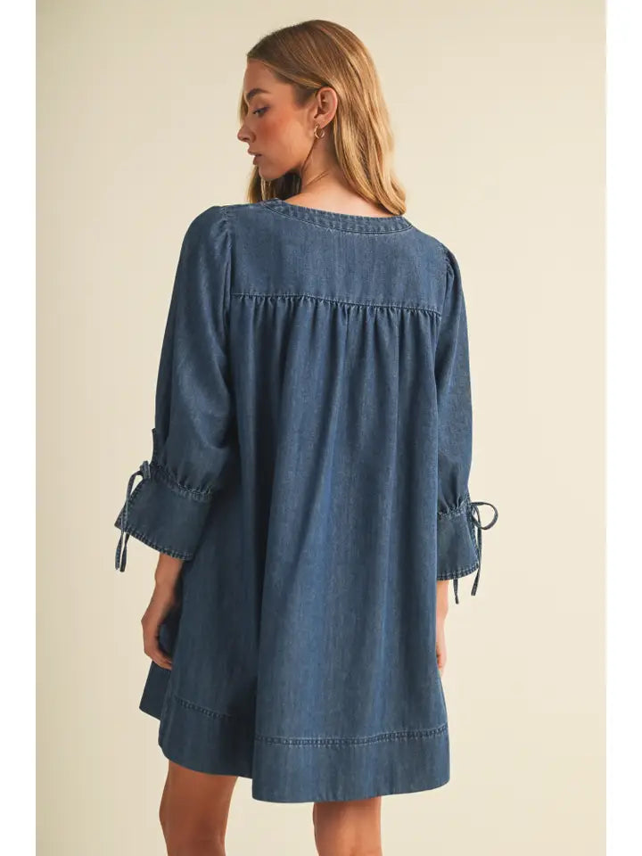 Siah Square Neck Denim Dress