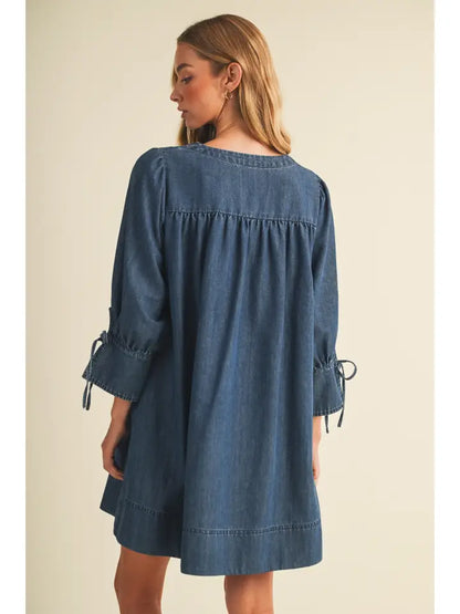 Siah Square Neck Denim Dress