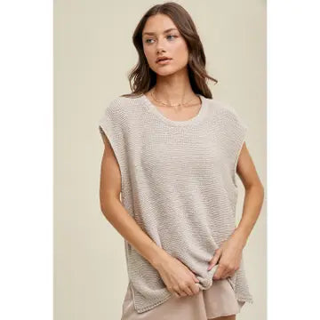 Kinlee Short Sleeve Sweater in Sand