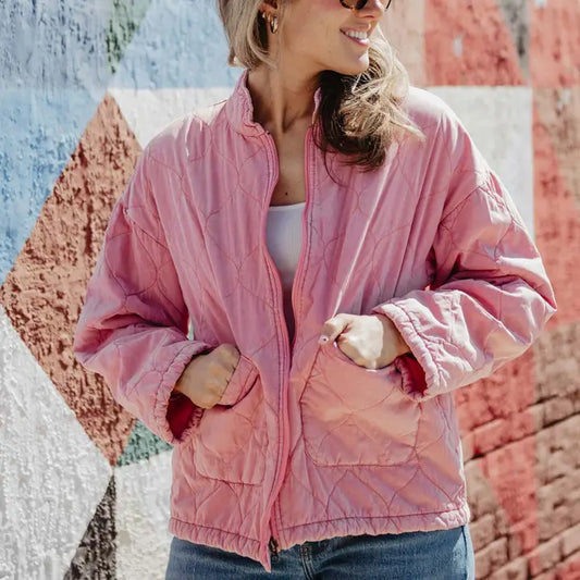 Aria Quilted Zip in Pink