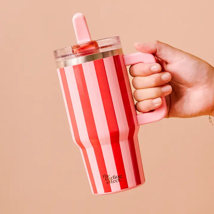 20 oz Flip Straw Tumbler in Peppermint Stripes