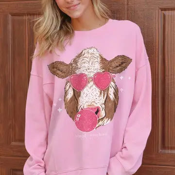 Simply Southern Valentine Cow Graphic Crew