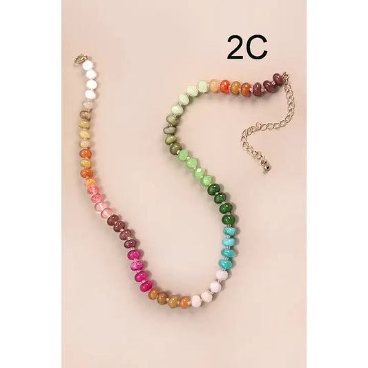 Glass Bead Necklace in Pink