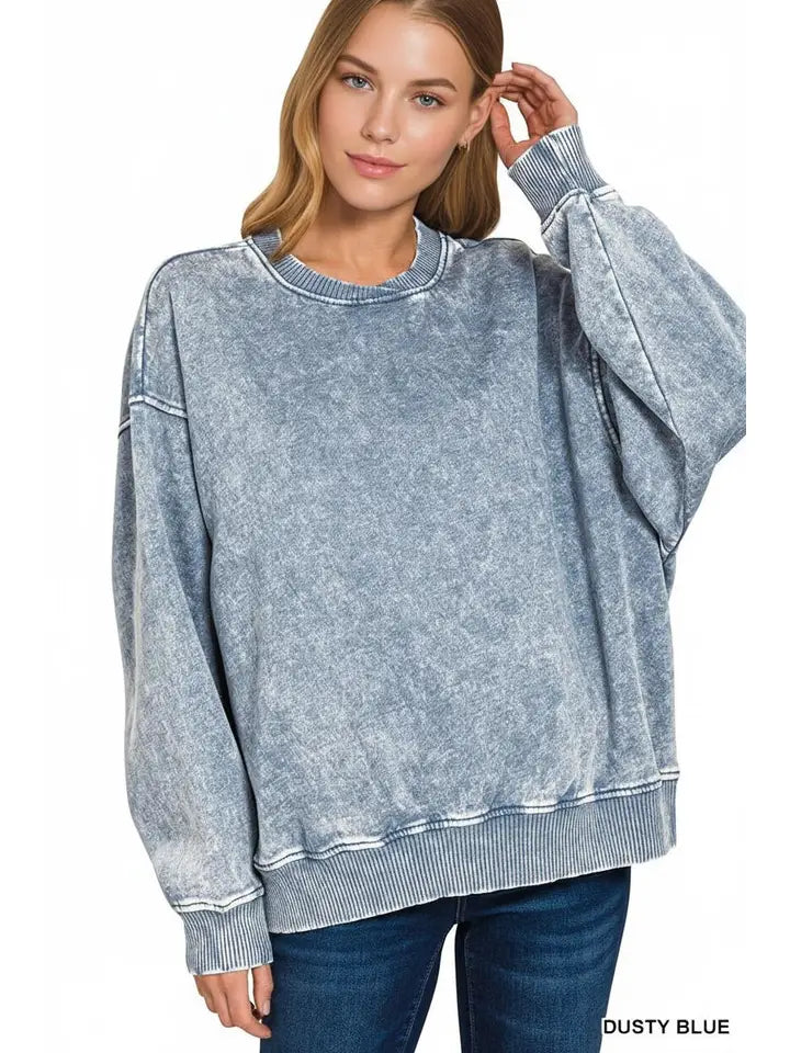 Murphy Oversized Pullover in Dusty Blue