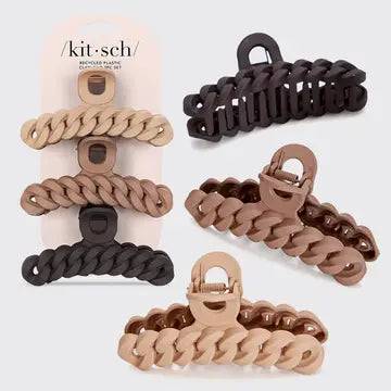 Kit-Sch Eco-Friendly Chain Claw Clip 3pc Set - Neutral