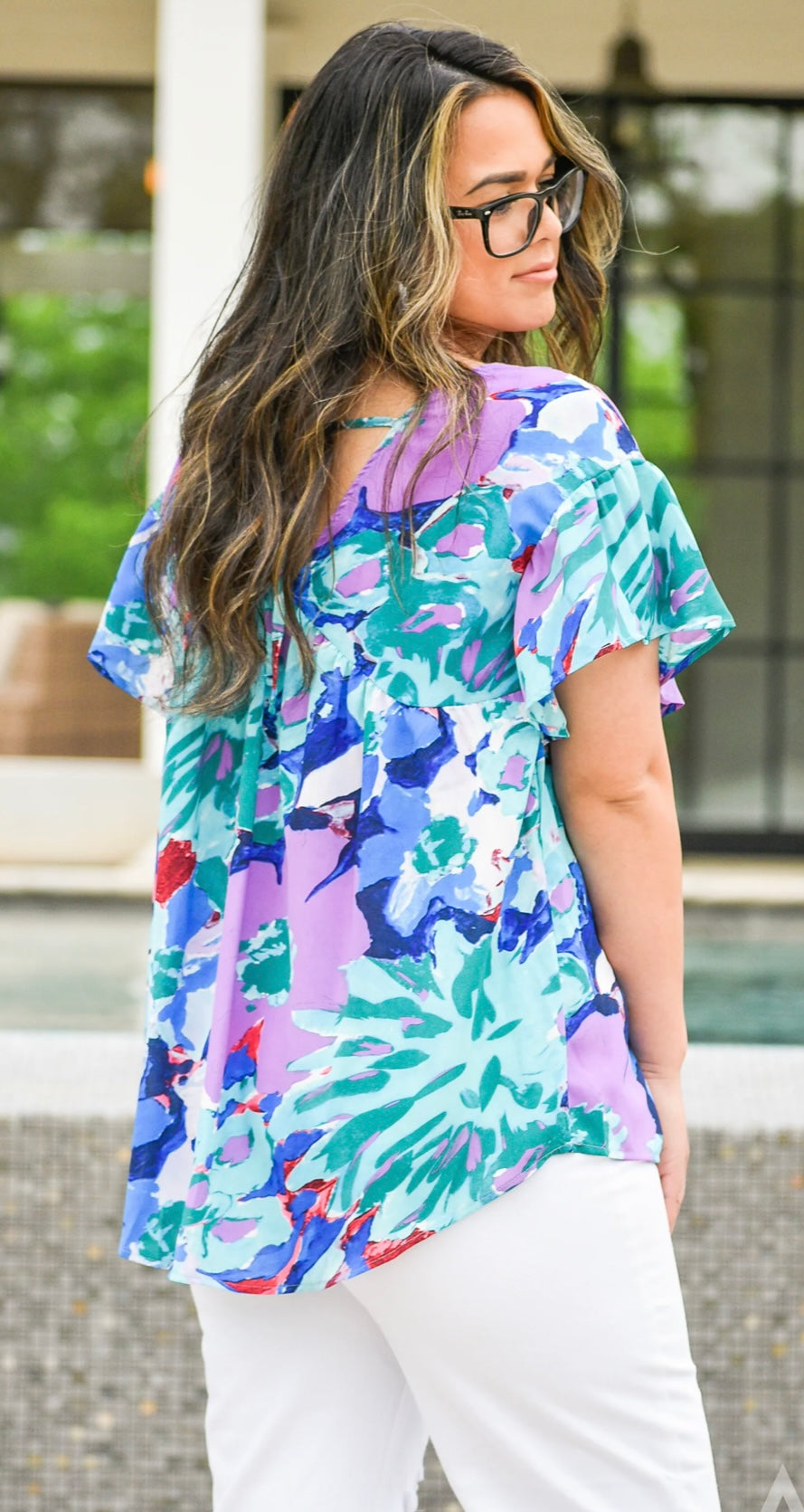 Sky Blue Abstract Blouse