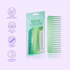 Glister- Detangling Wide Tooth Comb: Green