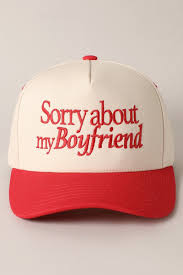 Sorry About My Boyfriend Trucker Hat in Red