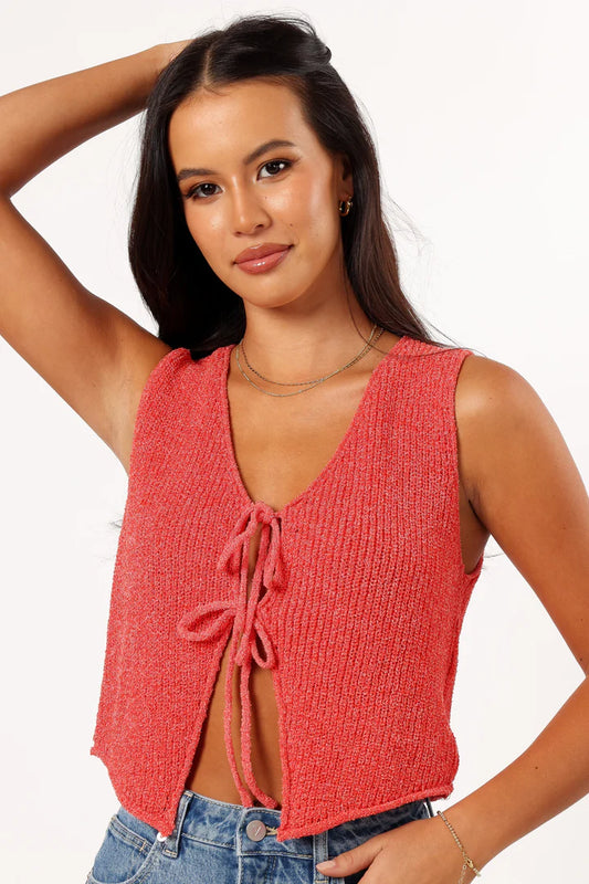Coral Tie Front Vest