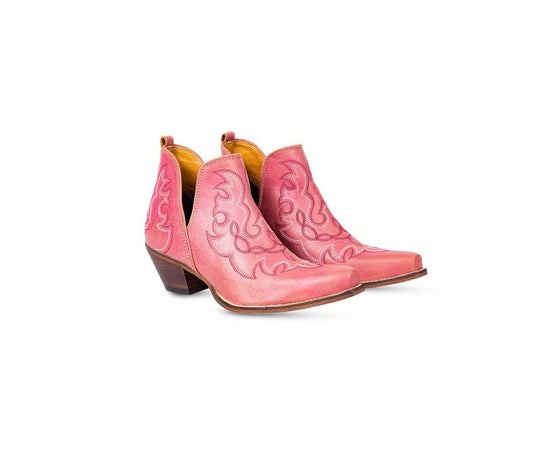 Maisie Stitched Leather Boots in Pink